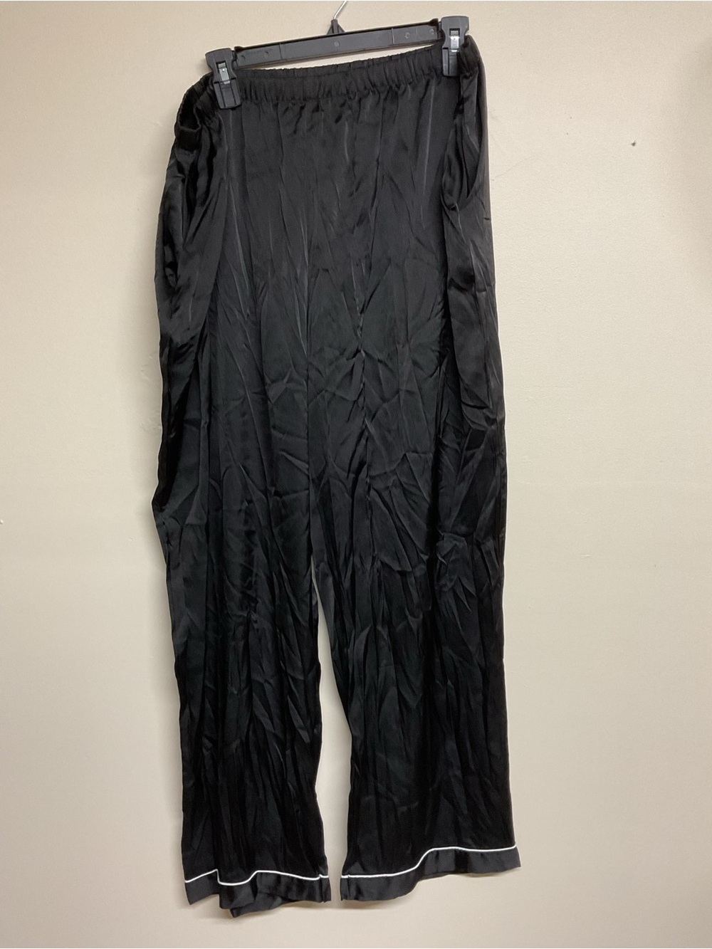 Women's Black Wide-Leg Lounge Pants with Contrast Piping